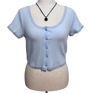 Hippie Rose NWT Baby Blue Cropped Top Juniors XL